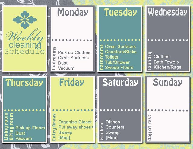 Graphic Monday: Weekly Cleaning Schedule