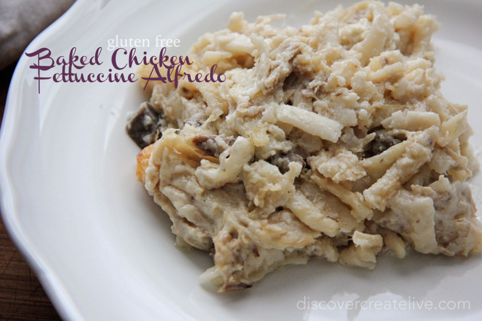 {Baked} Four Cheese Chicken Fettuccine Alfredo