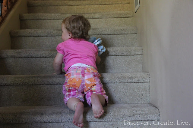 Bringing some swim diapers down the stairs... I wonder if she was trying to hint at anything :P