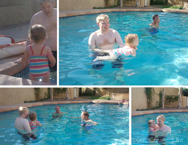 The first thing we did upon arrival was check out the pool! We certainly have a water baby!