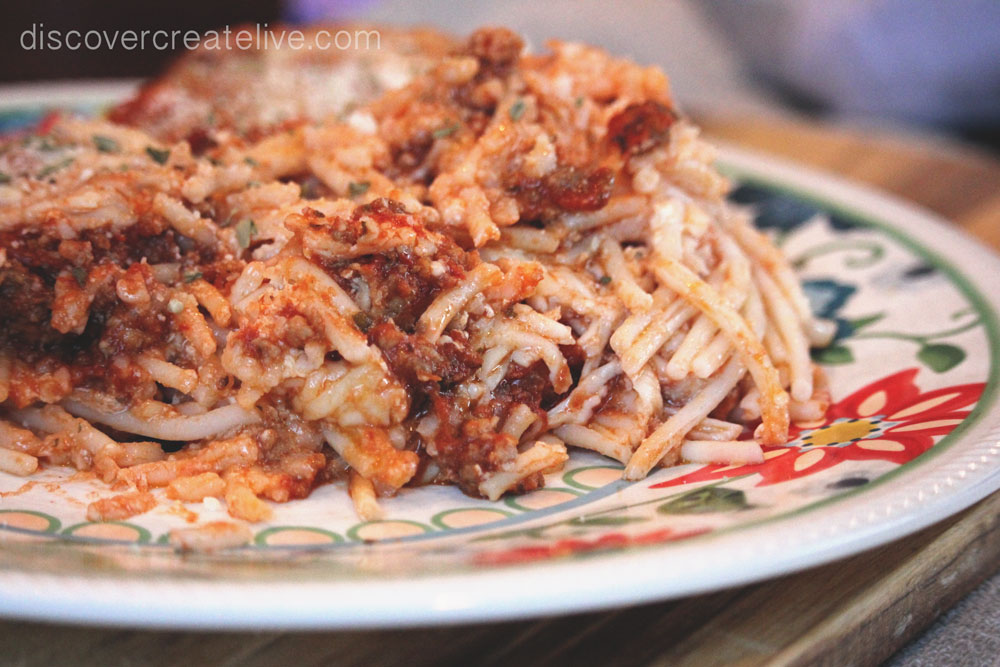 Gluten Free Baked Spaghetti {Freezer Meal}