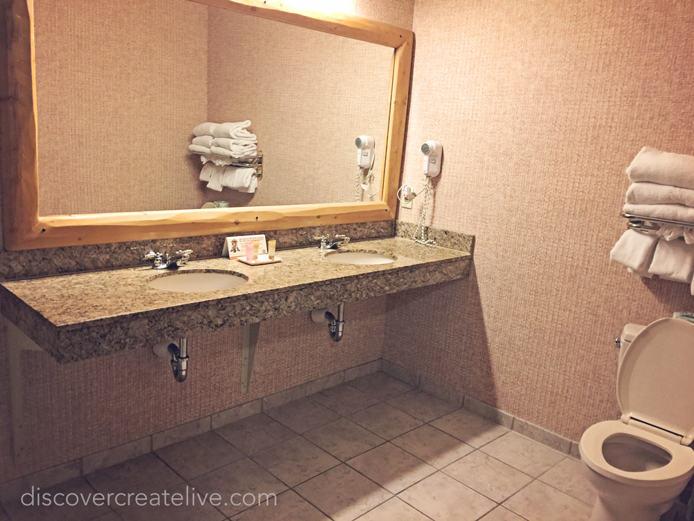 HUGE bathroom. We actually had enough room for our second pack-n-play to the left of the sinks